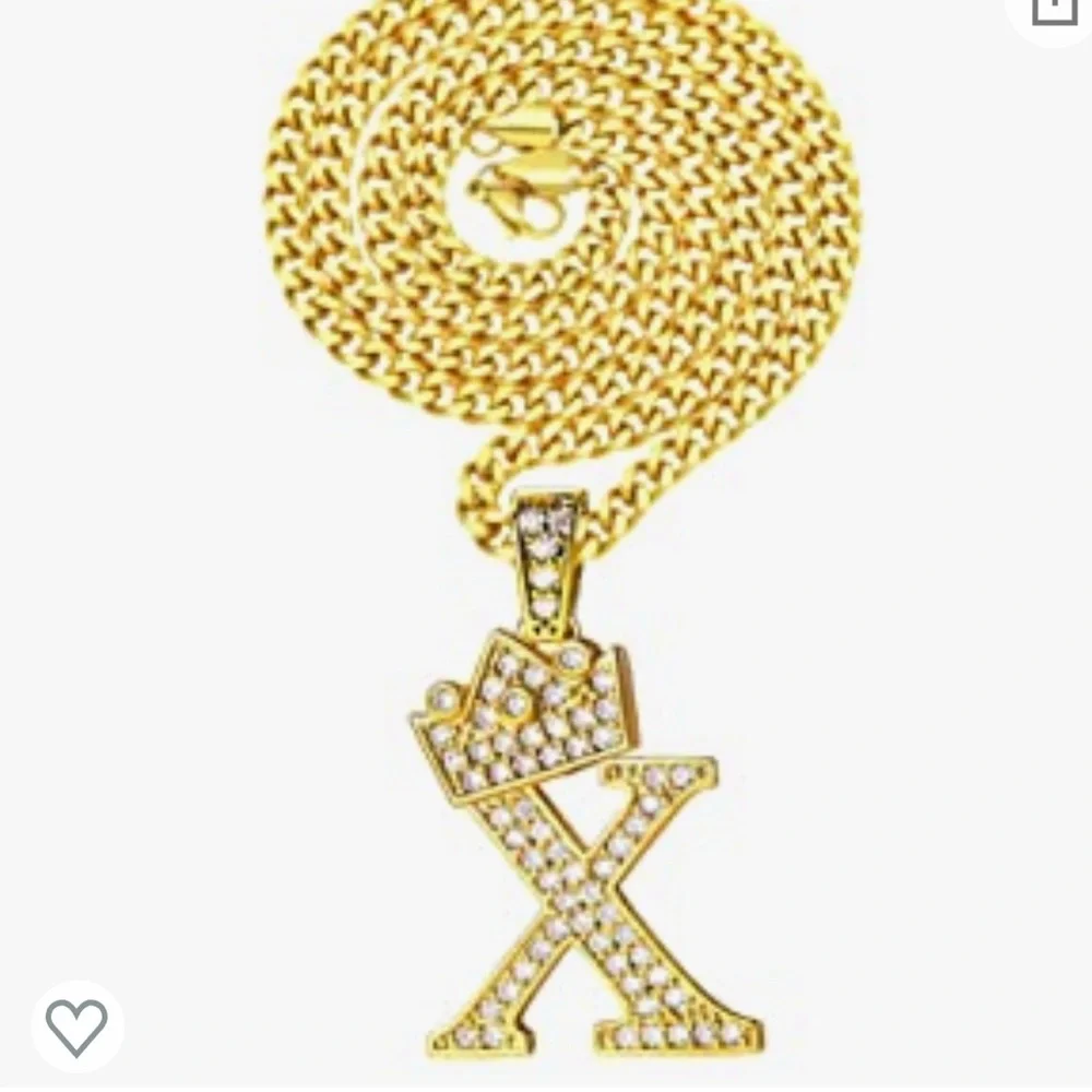 Crown King Necklace Initial Letter Gold Chain